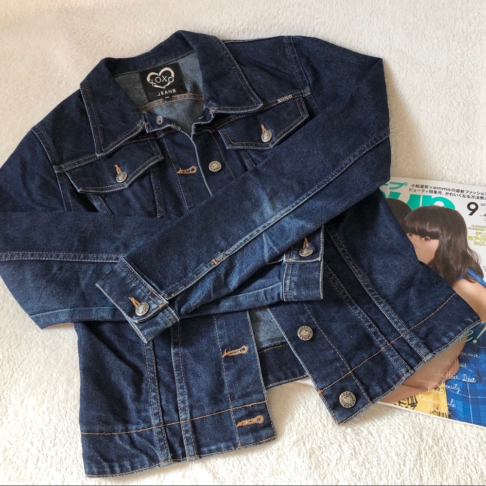 Y2K xoxo Dark blue denim jacket fitted junior